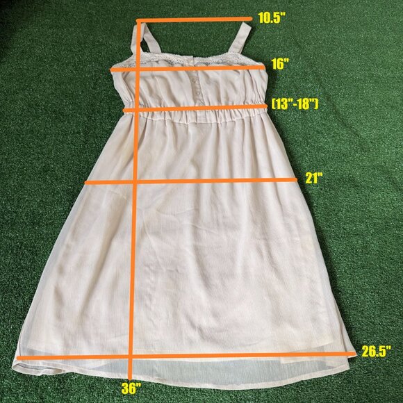 Mudd Babydoll Mini Dress Fairycore Chiffon Laces Beige Sleeveless Size M 90s Y2K - Picture 2 of 10
